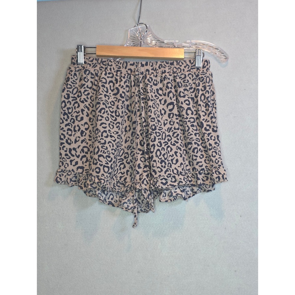American Eagle Shorts Womens Leopard Print Ruffle Hem Medium Drawstring Y2K